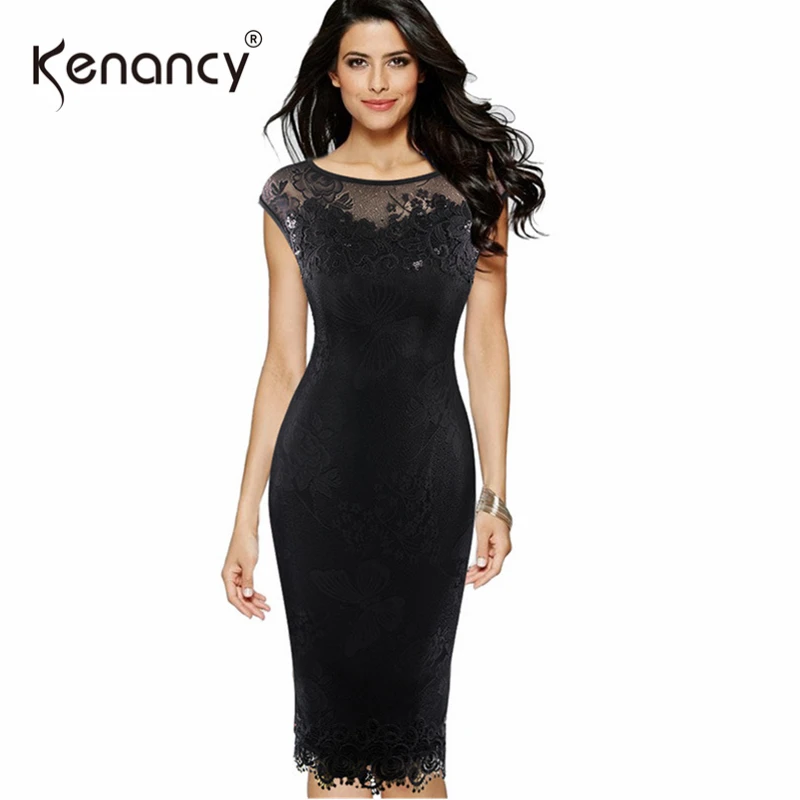 Kenancy Women Sexy Sequins Crochet Butterfly Lace Party Bodycon Evening ...