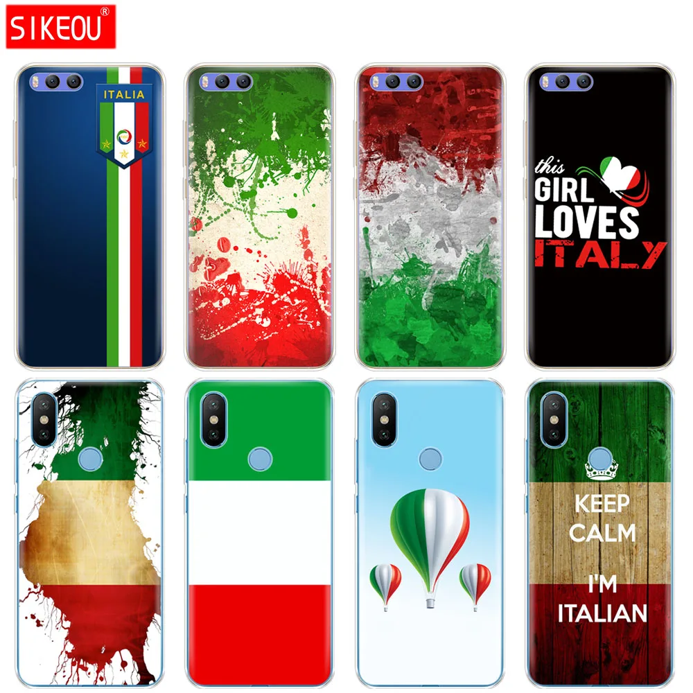 

Silicone Cover Case For Xiaomi Mi 8 8SE A1 A2 5 5S 5X 6 Mi5 MI6 NOTE 3 MAX Mix 2 2S Italy flag