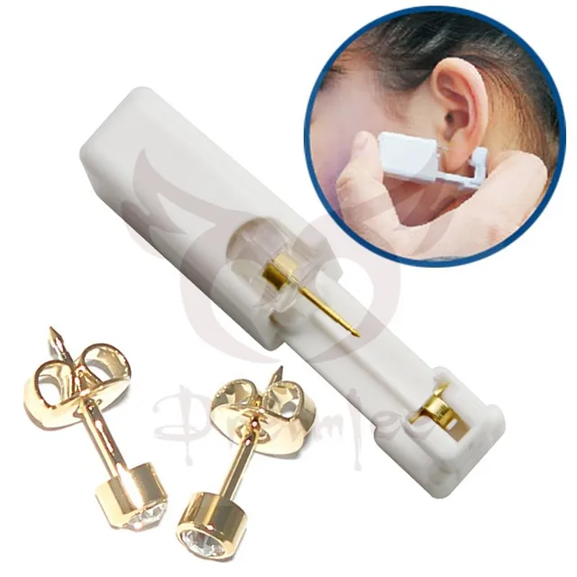 Dreamlee Sterilized Disposable Ear Piercing Gun Tools With Rainbow Gem Earring Stud New-in Body ...