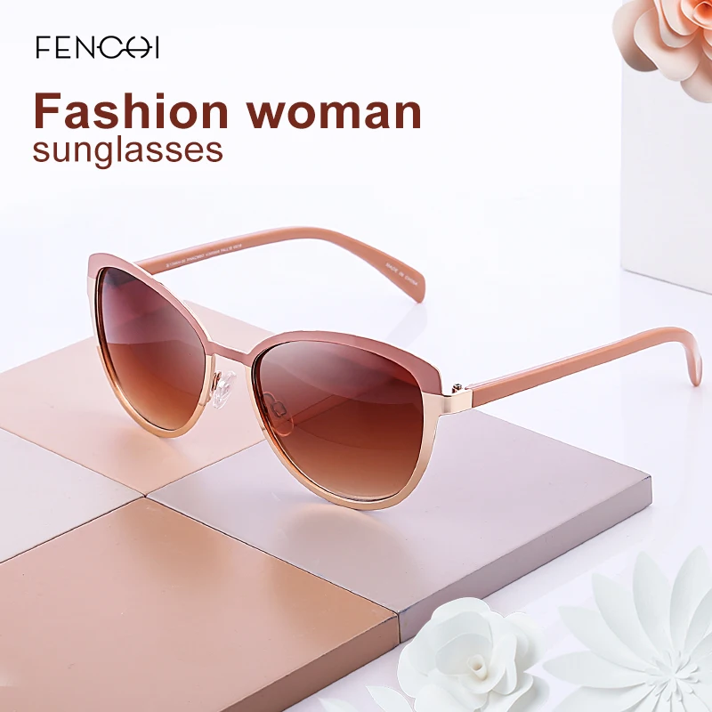 square sunglasses FENCHI Pink Sunglasses Women 2021 Pilot Vintage Female Sun Gasses UV 400 White Shades Zonnebril Dames Oculos Feminino De Sol cute sunglasses