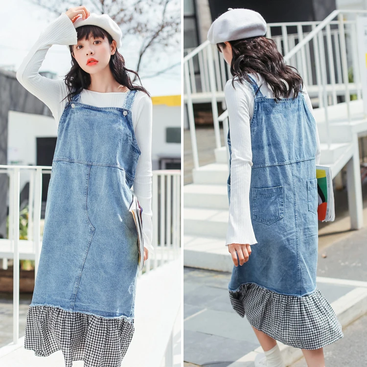 

2018 Womens Spring Denim Jean Sleeveless Midi Dress Spaghetti Straps Slim Pockets Casual Party Straight Long Dress