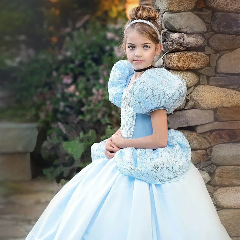 Праздничное платье-пачка принцессы с блестками; детская одежда; летнее платье для девочек; детское бальное платье с пышными рукавами для костюмированной вечеринки; платья для малышей