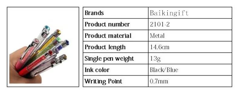 Baikingift 1 шт. 10 красочная Хрустальная шариковая ручка Топ Алмазная Мода для письма Канцтовары ручка для офисов и школ шариковая ручка