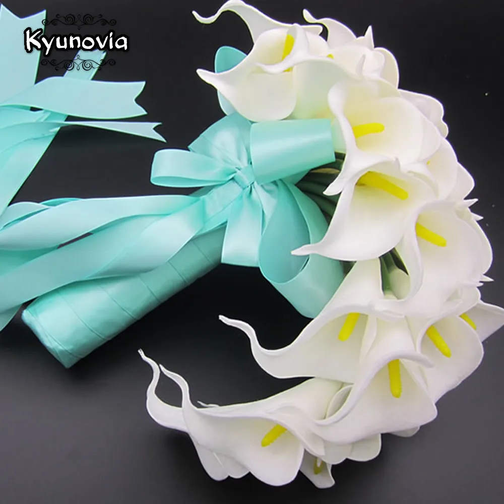 Kyunovia Каскадный букет Искусственные цветы белая Калла Длинный Цветочный