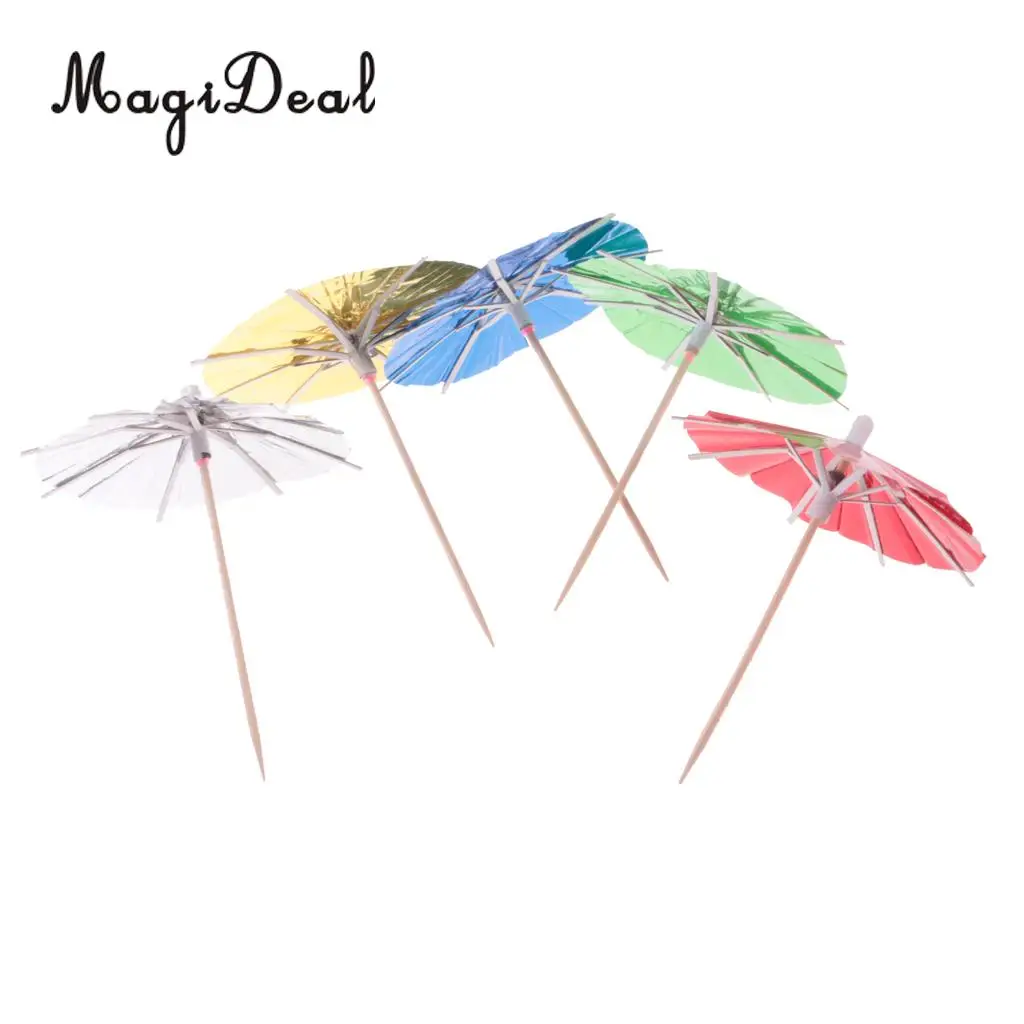 MagiDeal Approx. 144 Pieces Mixed Colors Metallic Umbrella Picks