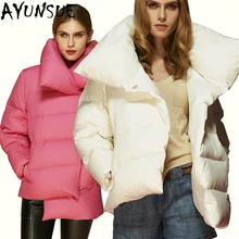 AYUNSUE/осенне-зимняя женская куртка-пуховик, парки, Европейская мода, 90% утиный пух, пальто с отложным воротником, Женская ветровка LX2326