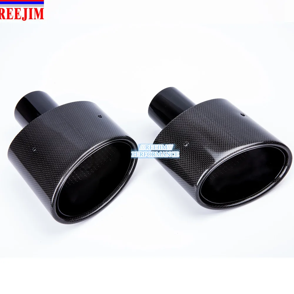 2 PCS Oval Slanted Carbon Fiber Exhaust tips Tailpipe trims for VW Golf 7 AUDI RS4 RS5 RS6 VOLVO S80 car styling
