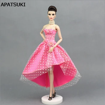 

Pink 1/6 Doll Clothes For Barbie Doll Evening Gown Party Dress For Barbie Dollhouse 1:6 Miniature Doll Accessories