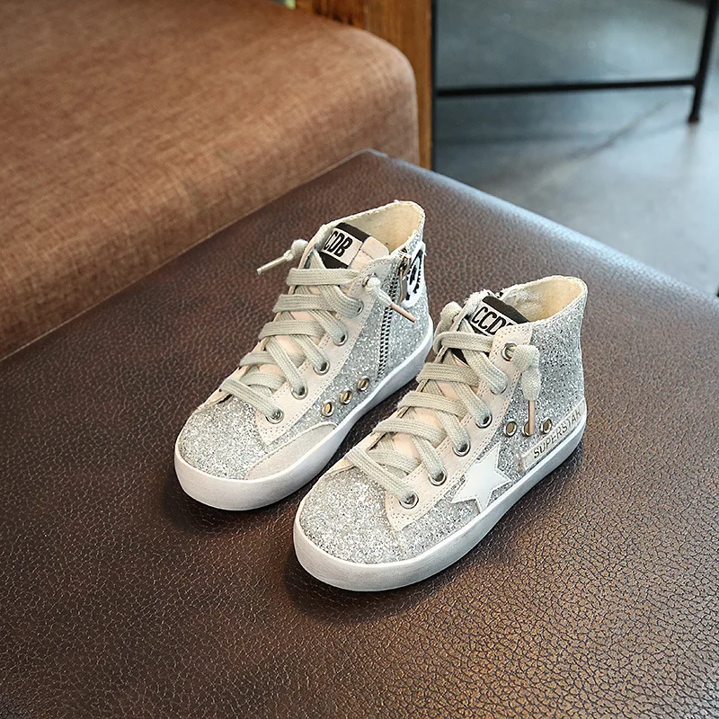 Kış Bling Bebek Çocuk Glitter High Top Sneaker Kız Bebek