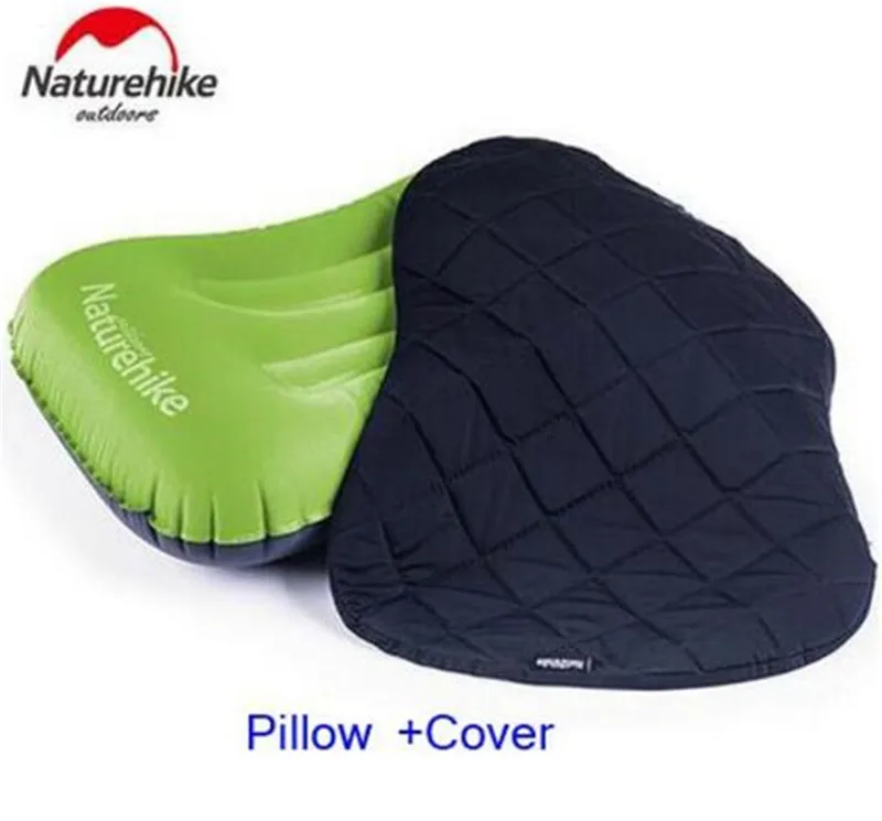 Green With Cover Naturehike надувная подушка для кемпинга, сверхлегкая подушка для путешествий с карманом, портативная подушка для надувания - Цвет: Green With Cover
