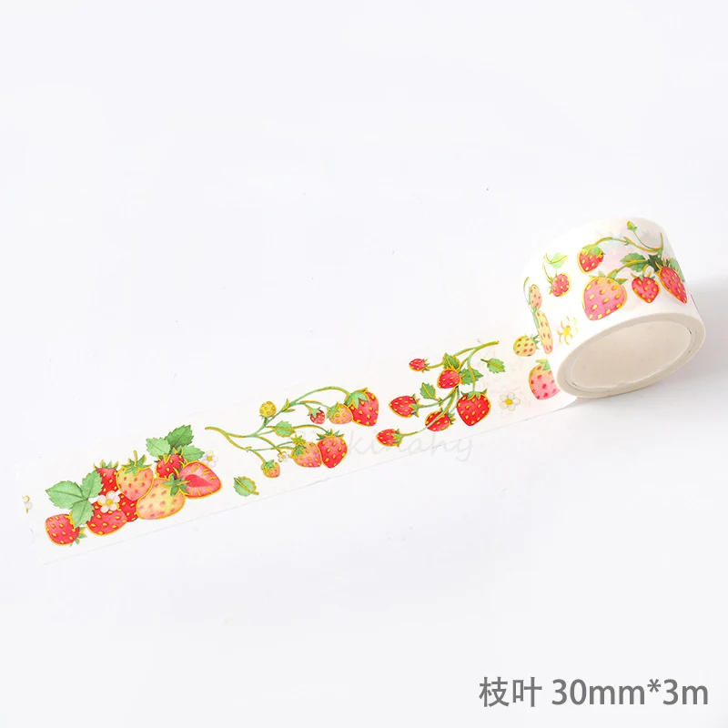 Cute Strawberry Party Series Bullet Journal gold Washi Tape Decorative Adhesive Tape DIY Scrapbooking Sticker Label Stationery - Цвет: 7