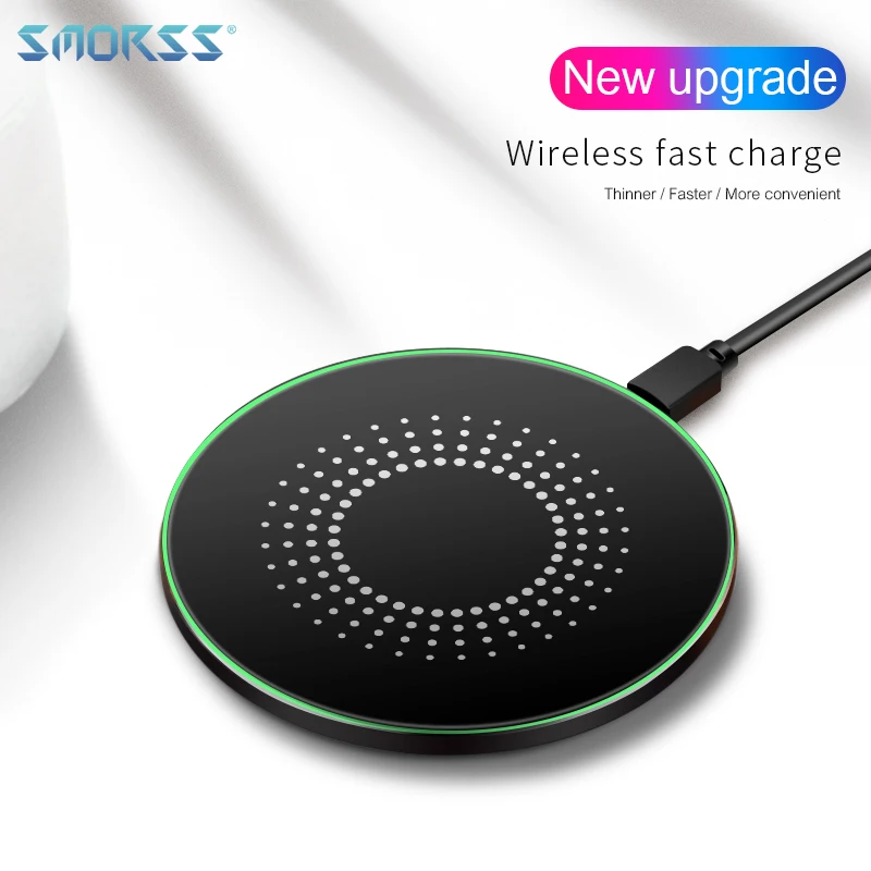 

SMORSS 10W Qi Wireless Charger For Iphone X/XS Max 8 plus Wireless Fast Charging For Samsung S9/S9 Plus Note 9 8 USB Charger Pad