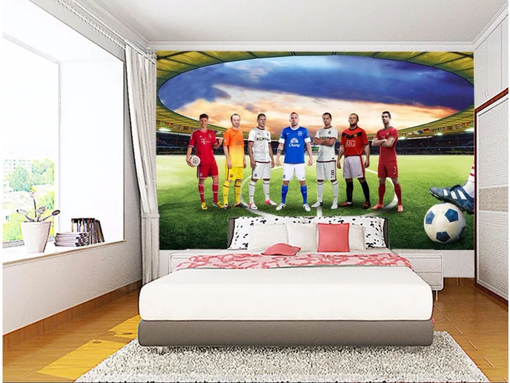Пользовательские фото 3d обои для гостиной Футбол Звезда Спорт Фитнес тема фон 3d настенные фрески обои для стен 3 d
