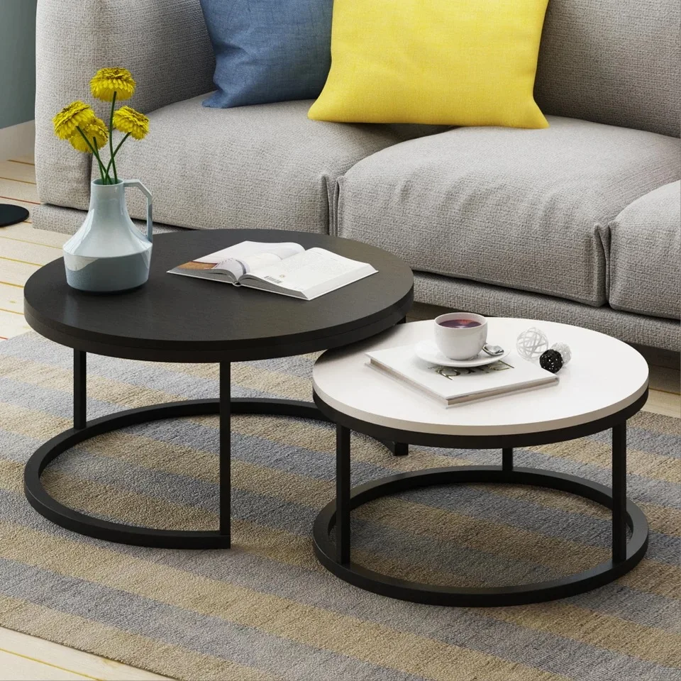 Steel Wood Nordic Style Home Wooden Coffee Table creative small apartment simple living room combination side mini round Steel Wood Nordic Style Home Wooden Coffee Table creative small apartment simple living room combination side mini round