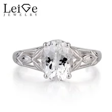 Leige Jewelry Natural White Topaz Ring Oval Cut Ring Gemstone November Birthstone Engagement Ring Solid 925 Sterling Silver Ring