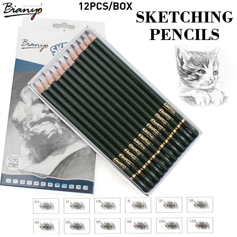 Us 632 5 Offbianyo12 Piecesbox 2h 12b Sketch Drawing Pencil Set Best Quality Non Toxic Standard Pencils For Office School Pencil In Standard