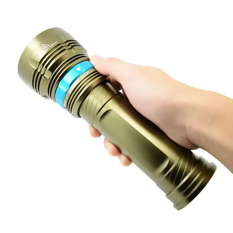 Kopen High Power 20000 Lumen LED Zaklamp 18650 XM L2 U2 Lamp Duiken Licht Onderwater 100 m Dive Torch L2 Lantaarn voor spearfishing