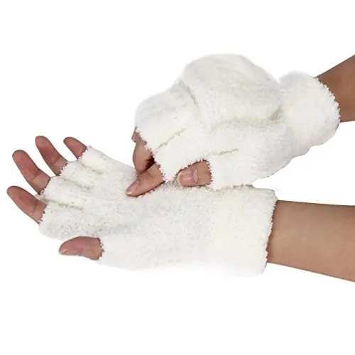 URDIAMOND модные зимние перчатки женские вязаные милые из искусственного меха кролика наручные митенки без пальцев теплые мягкие Guantes - Цвет: G