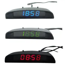 Автомобильные цифровые светодиодные электронные часы+ термометр+ Вольтметр 3 в 1 три цвета