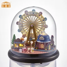 Мебель DIY Кукольный дом wodden Miniatura Кукольные домики Мебель комплект Стекло крышка собрать кукольный домик Игрушечные лошадки для детей подарок B23