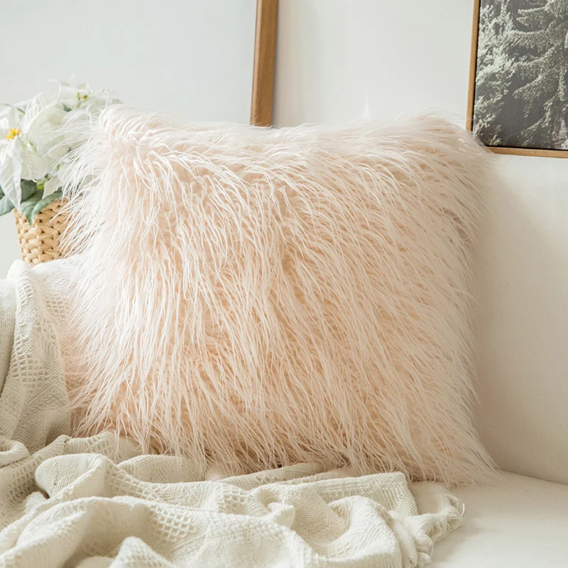 

Decorative New Luxury Series Style Faux Fur Throw Pillow Case Cushion Cover for Sofa Bedroom Car
