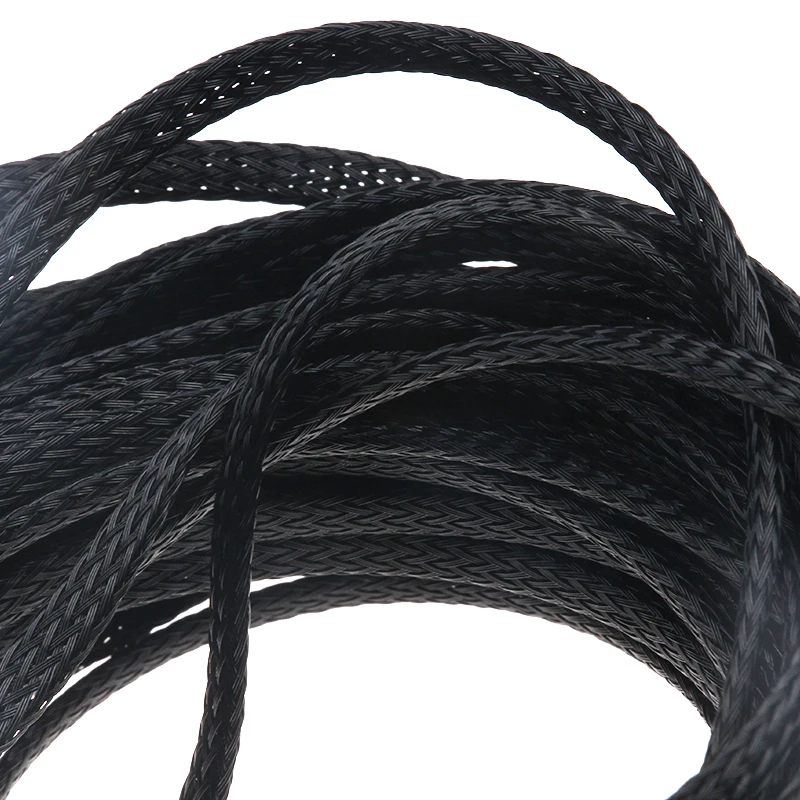 Черный цвет, 10 м изоляционный кабель в оплетке, с длинными рукавами, плотный PET, расширяемые 4 мм высокой плотности обшивки защита проводных линий