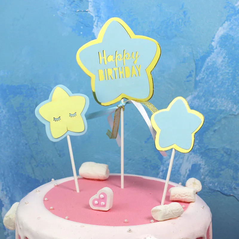 1 Набор «С Днем Рождения» товары для украшения торта Сердце Звезда торт топперы для детей день рождения Вечеринка Детский душ свадебный торт украшение