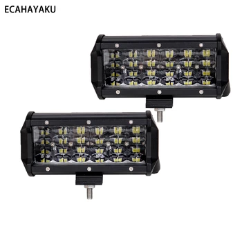 

ECAHAYAKU Quad Rows 7" 72W 7200LM LED Work Light 12V 24V Waterproof Bar for offroad ATV SUV Truck 4x4 4WD Boat Fog Driving Light