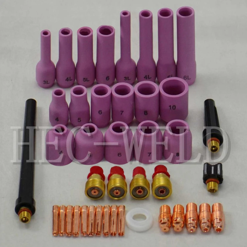 

TIG Gas Lens tool KIT Exclusive Alumina Nozzle Soldering,Back Cap Collet Body Fit TIG Welding Torch SR WP9 20 25,42PK