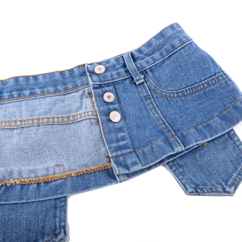 Autumn Vintage Denim Fabric Women Slim Corset Belt Washed Jean Wide Buttons Waistband Female Shirt Waist Belt Decoration