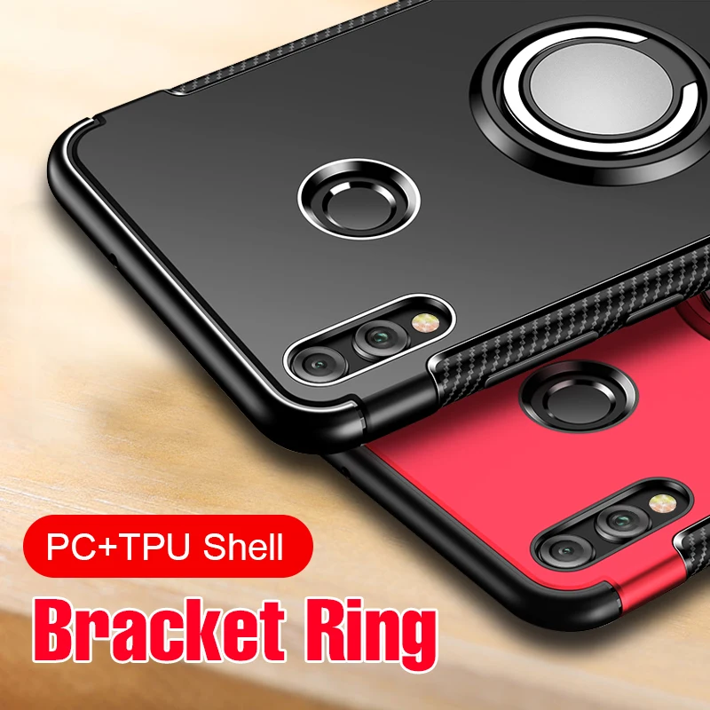 

Luxury Shockproof Soft Case On The For Huawei Honor 8X Max Full Cover For Huawei Honor 10 Lite Magnetic Ring Car Holder Case