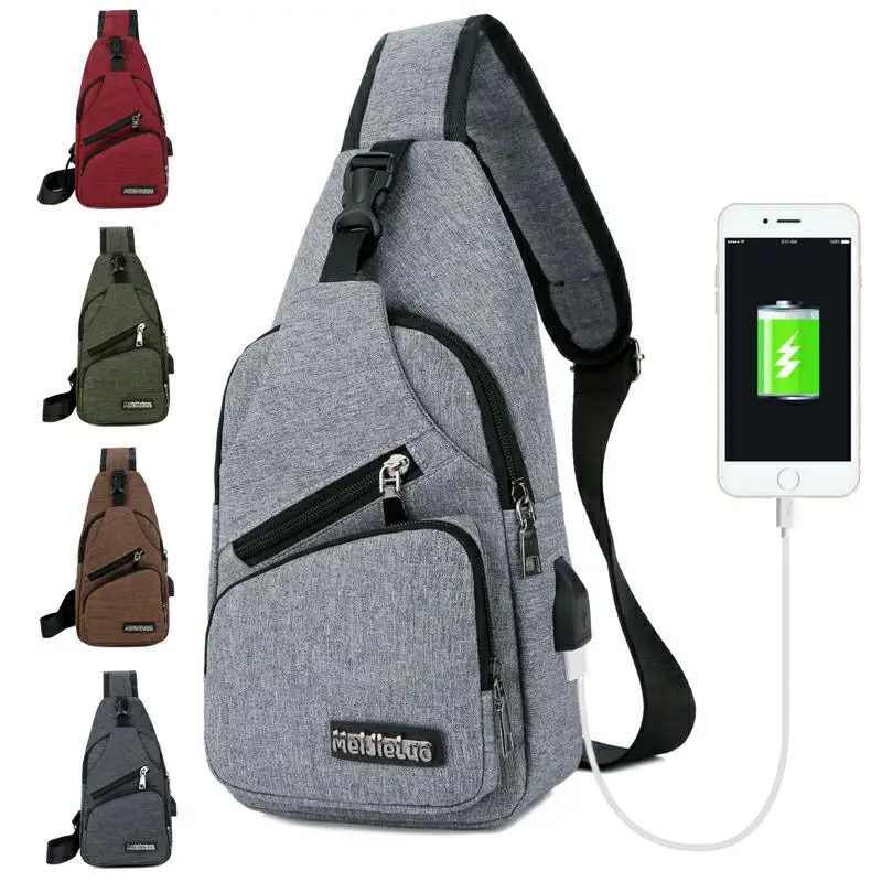 الذكور حقائب كتف USB شحن Crossbody أكياس الرجال حقيبة صدر للرجال رحلة مدرسية رسل حقيبة 2018 جديد وصول قطري حزمة