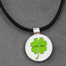 PINMEI Красивая Клевер отметка для мяча для гольфа с Магнитная подвеска ожерелье кожаный шнур-хороший способ носить ваши маркеры для гольфа