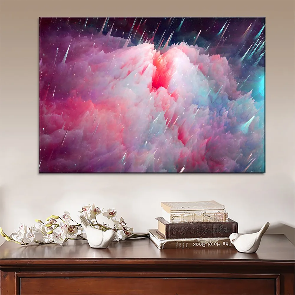 Colouful Artistic Clouds Rain Abstract Painting 1 Piece Style Picture High Quality Canvas Print Type Decor Wall Artwork Poster | Дом и сад