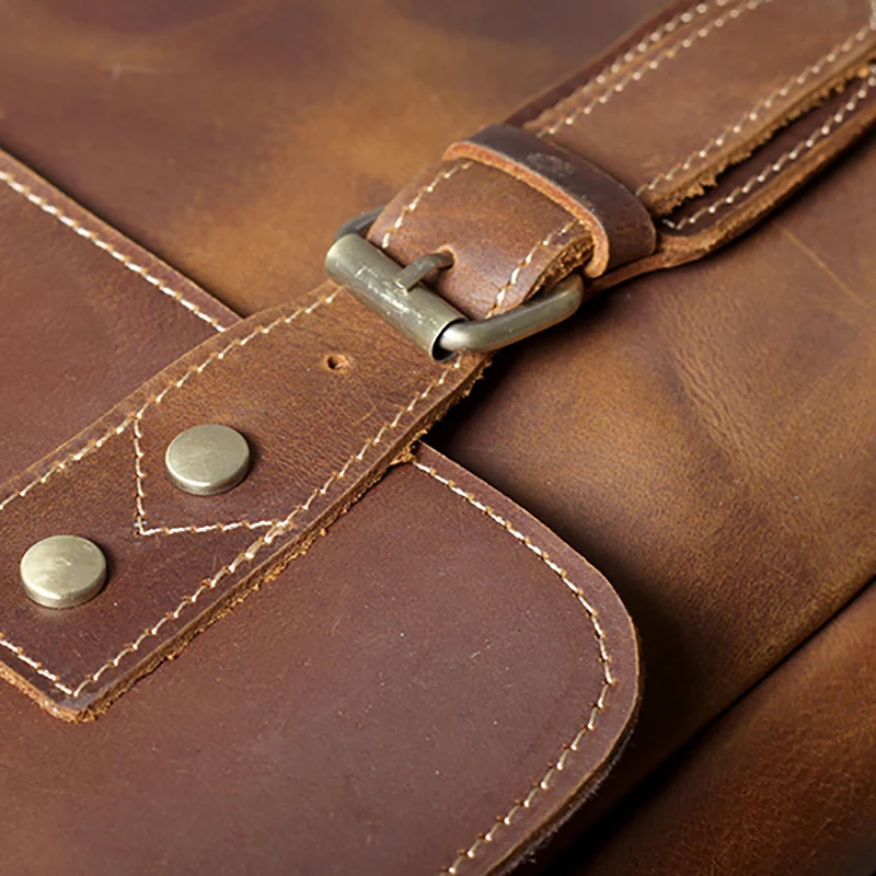 AETOO Retro head cowhide Briefcase handmade leather laptop bag men's shoulder crossbody bag