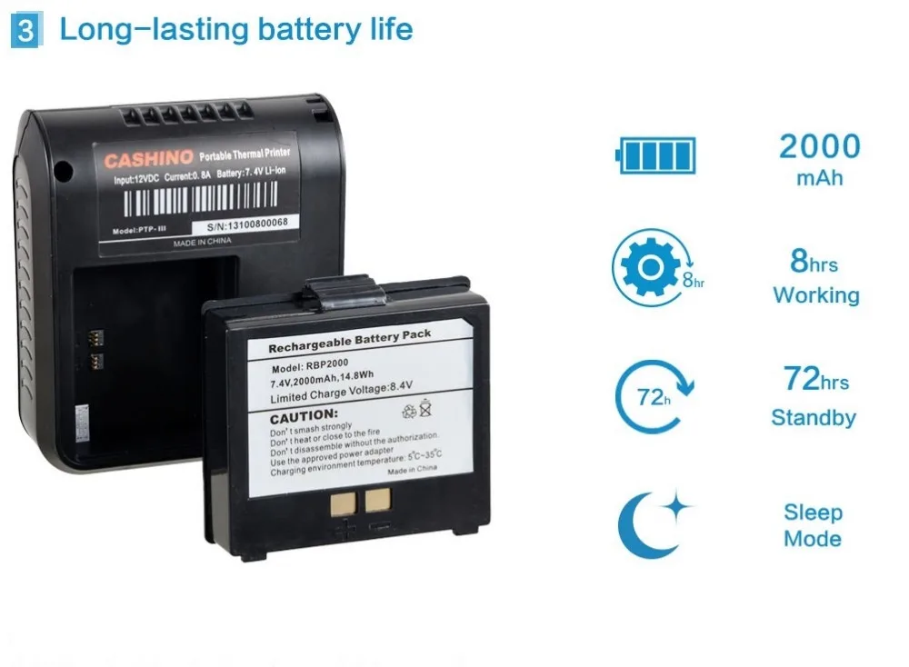 3. 2000mAh li-ion battery