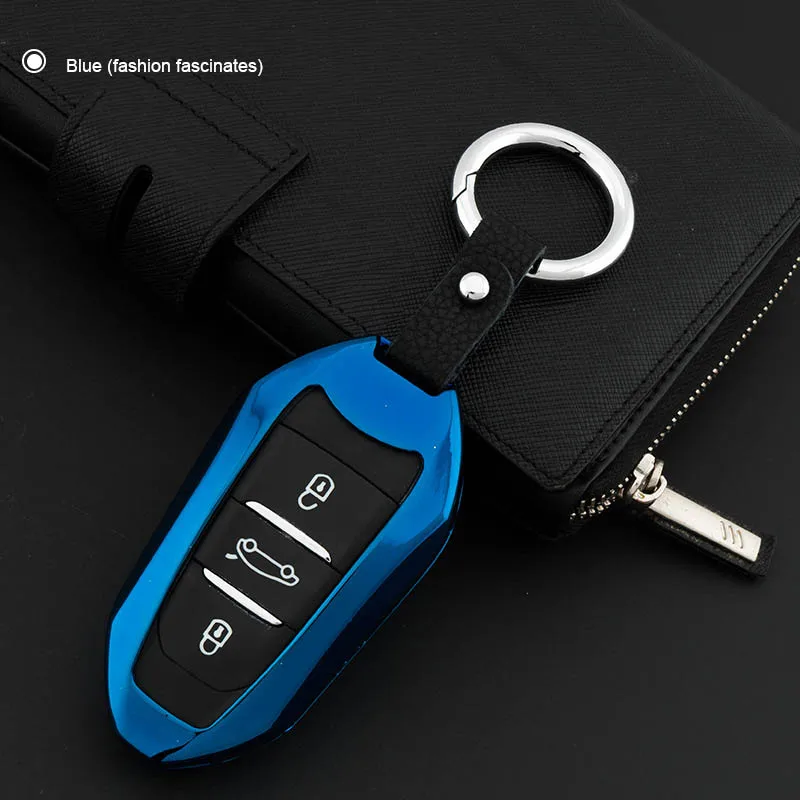 ANZULWANG ключа автомобиля чехол Обложка цинковый сплав Smart Start Пряжка Чехол для нового peugeot 4008 DS6 DS5 стиль ключа автомобиля чехол - Название цвета: Черный