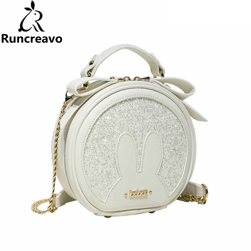 

2018 crossbody bags for women leather handbag luxury handbags women bags designer Rabbit Ear Round chain shoulder bag sac a main