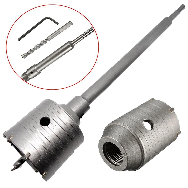 

50mm Concrete Cement Wall Hole Saw Set with Drill Bit + 200mm Rod + Wrench For Home Tool