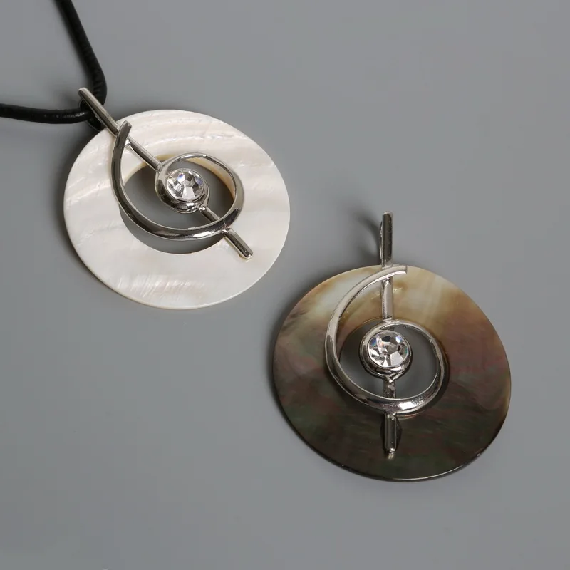 

New Crystal Music Symbol Shape Natural Round Mother of Pearl Shell Pendant Beads for DIY Jewelry Findings Making