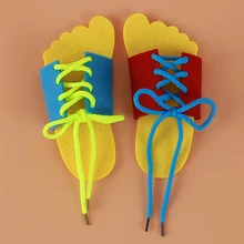 Умная детская деревянная обувь со шнуровкой, детская развивающая игрушка для раннего возраста, галстук для малышей, обучающая завязывать обувь, обучающая игрушка