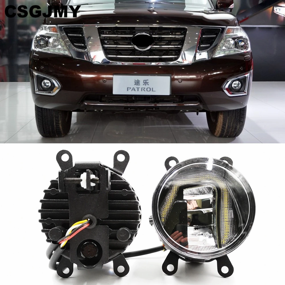 

3-IN-1 Functions Auto LED For Nissan Patrol 2005 - 2018 DRL Daytime Running Light Car Projector Fog Lamp with yellow signal