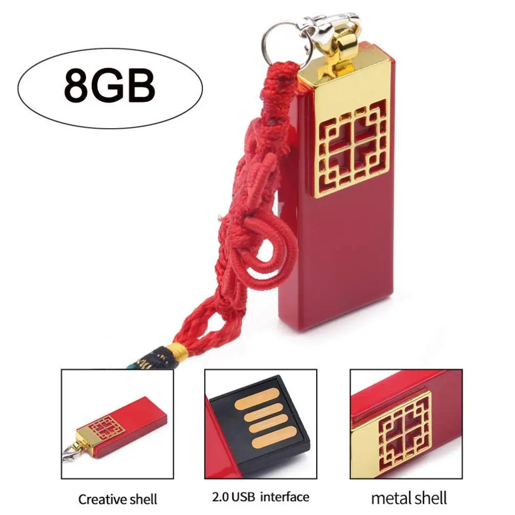 8 ГБ хранения данных цифровой U диск-китайский узел квадратный вращение портативный большой емкости флеш-диск USB 2,0 Память 80 МБ/с./с палка S
