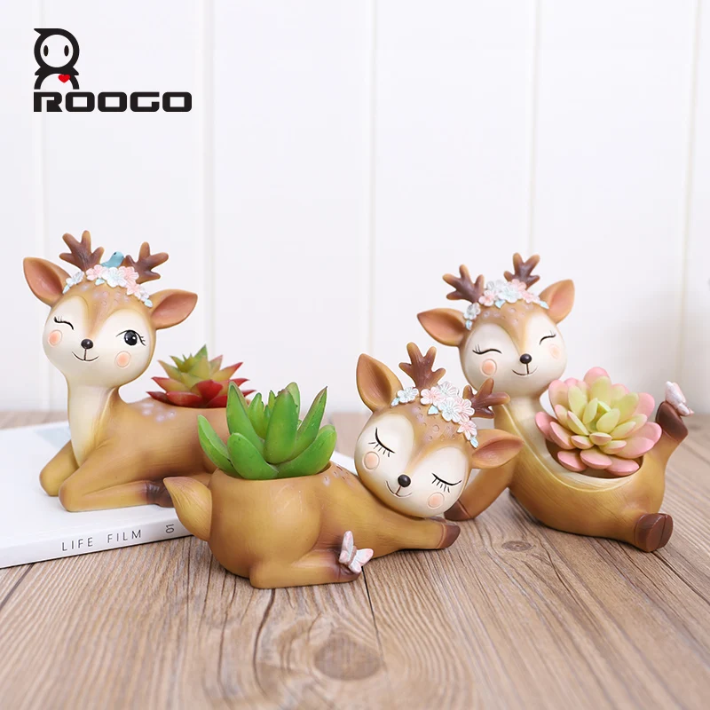 Roogo маленький цветочный горшок для улицы мини из смолы помещений с дренажом