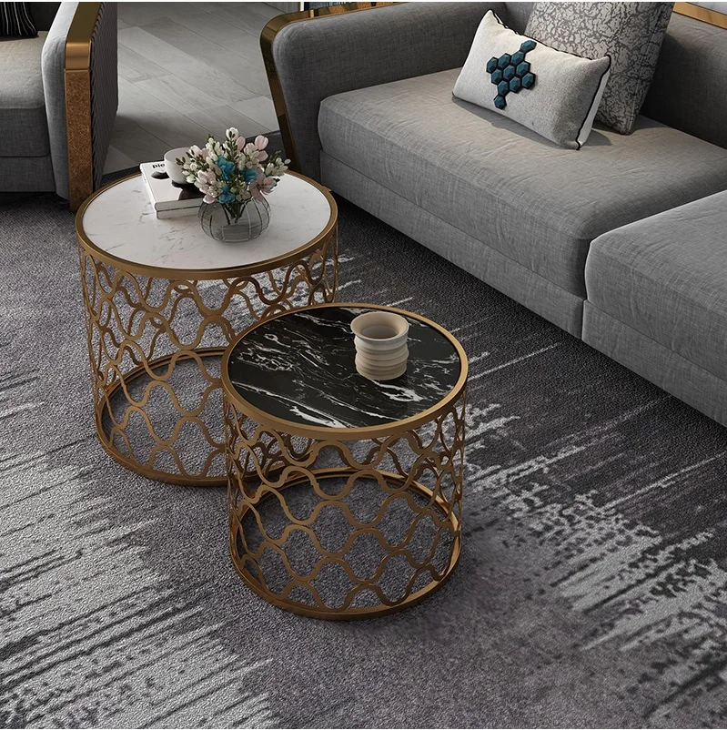 Round Marble Small Nest Coffee Tables 2pcs PACK 60cm(23\ Round Marble Small Nest Coffee Tables 2pcs PACK 60cm(23\