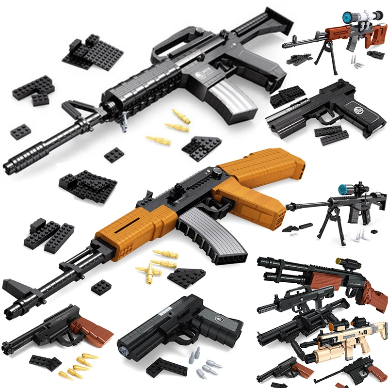 

SWAT AK47 Sniper Rifle Pistol Desert Eagle sets building blocks children boys assemble toys compatible legoed guns packs weapons