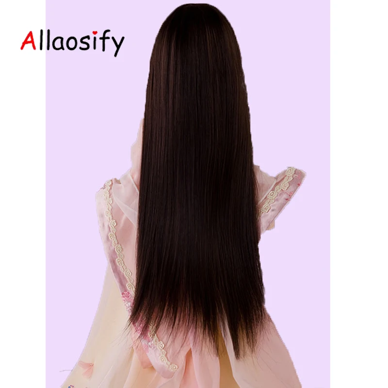 Allaosify bjd парик 1 шт. длинные прямые волосы 1/3 1/4 1/6 1/8 bjd кукла парик черная челка