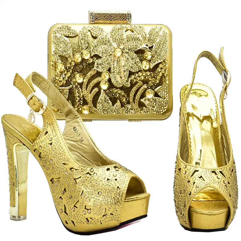

2018 High Quality African Style Ladies Shoes And Bags Set Latest Italian Pumps Shoes And Bag Set For Party On Stock YF-12