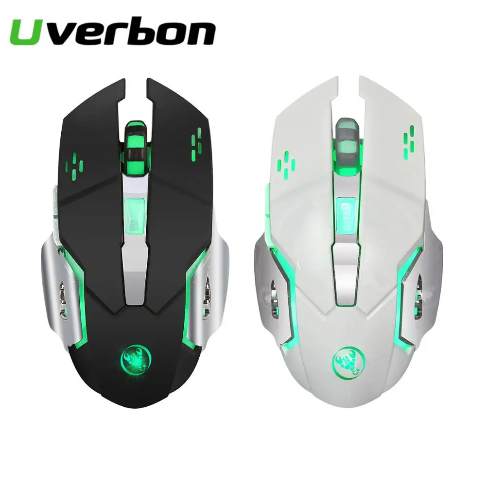 Uverbon Беспроводная игровая 2400 точек/дюйм перезаряжаемая мышь USB оптическая 7 цветов светодиодный дыхательный BacklitGamer мышь игровая мышь для ПК ноутбука