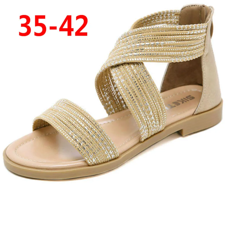 

New 2019 Roman style women's sandals cross-border retro flat large size comfortable Roman shoes